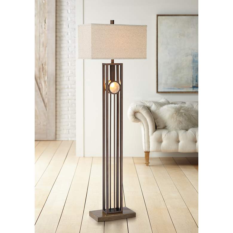 Image 1 Midland Oil-Rubbed Bronze Floor Lamp with Night Light