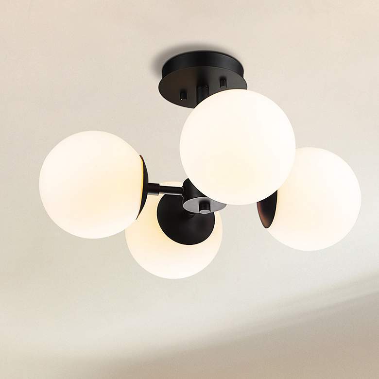 Image 2 Midnetic 18" Wide Matte Black 4-Light Ceiling Light