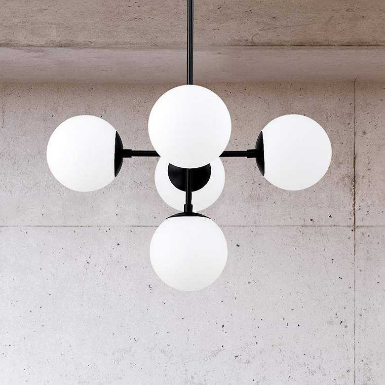 Image 2 Midnetic 22 1/4" Wide Matte Black 5-Light Pendant