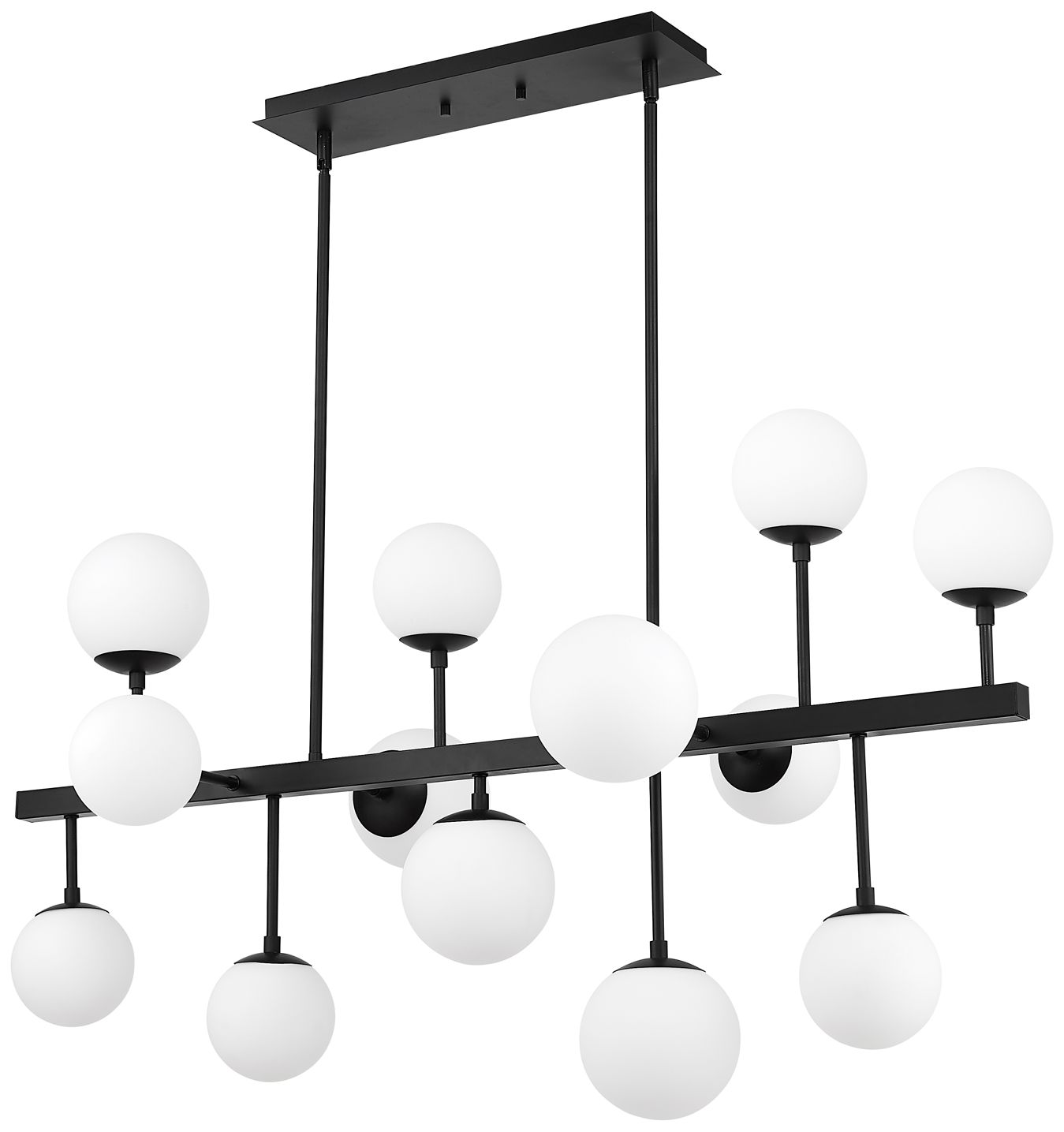 Midnetic 45 1/2" Wide Matte Black 13-Light Linear Chandelier