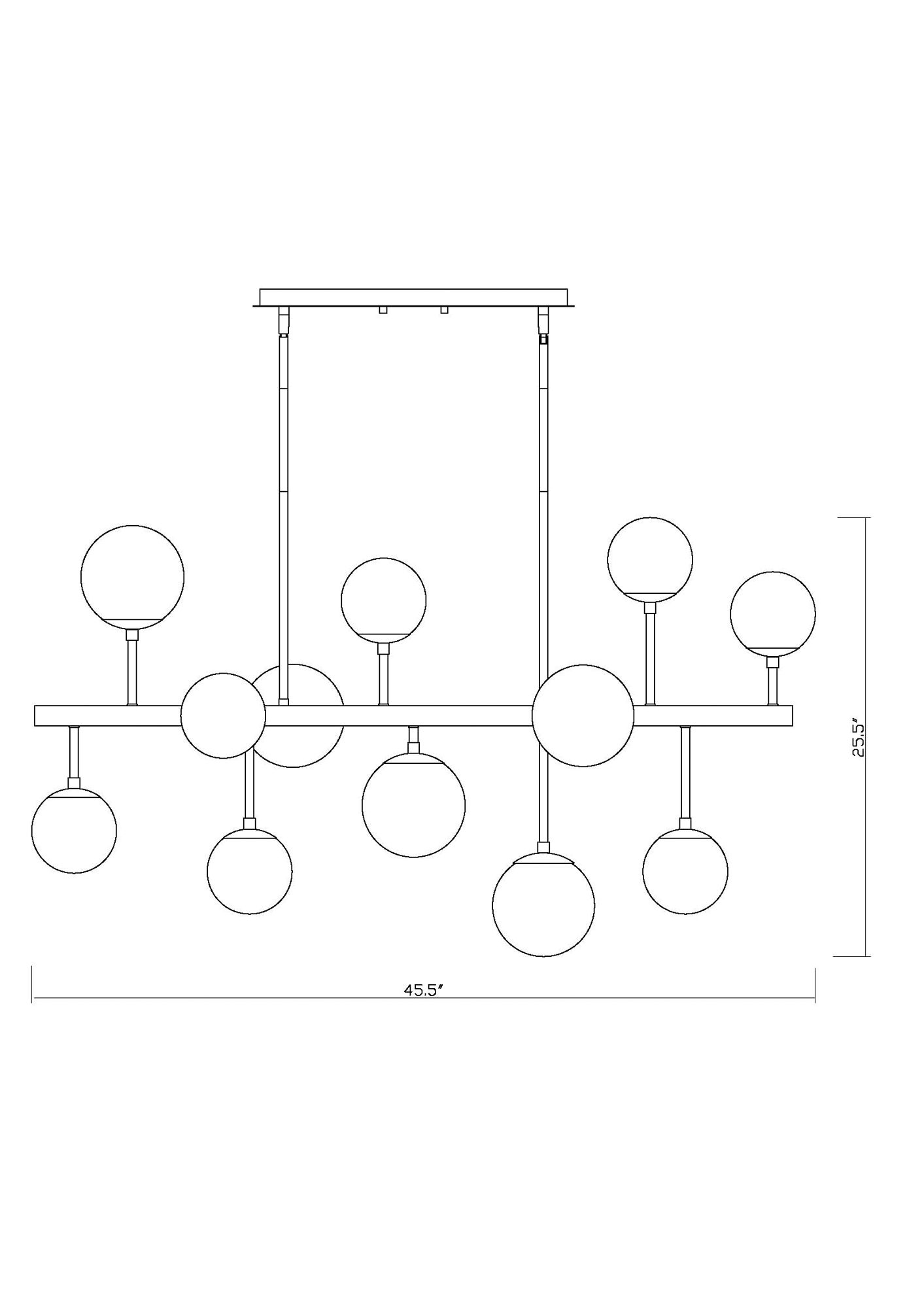 Midnetic 45 1/2" Wide Matte Black 13-Light Linear Chandelier