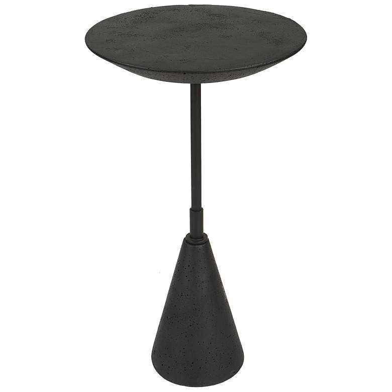 Image 1 Midnight 12 1/2" Wide Black Stone Round Accent Table