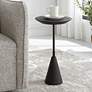 1_Midnight 12 1/2" Wide Black Stone Round Accent Table