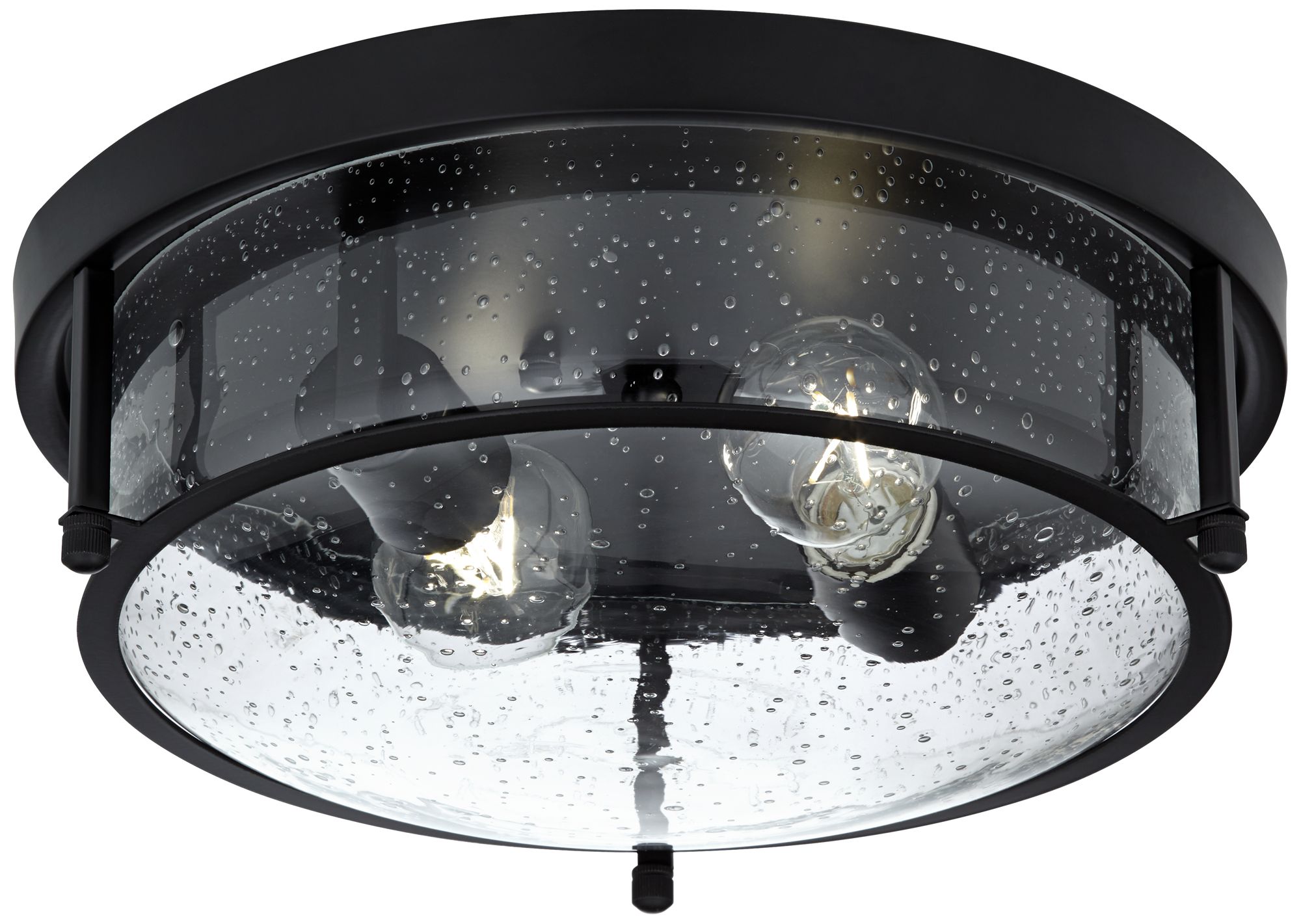 Image 2 Midnight 13"W Black and Seeded Glass 2-Light Ceiling Light
