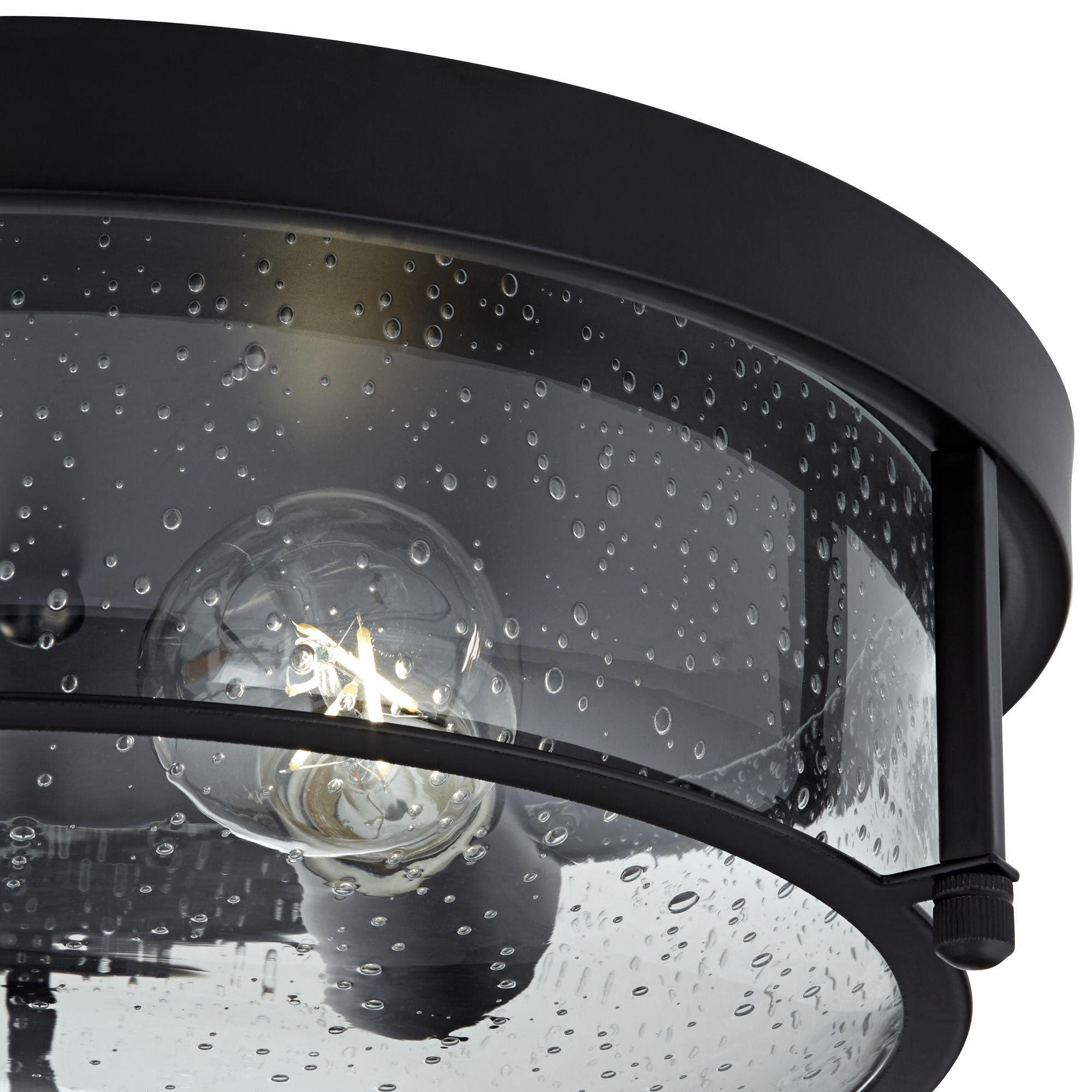 Image 3 Midnight 13"W Black and Seeded Glass 2-Light Ceiling Light more views