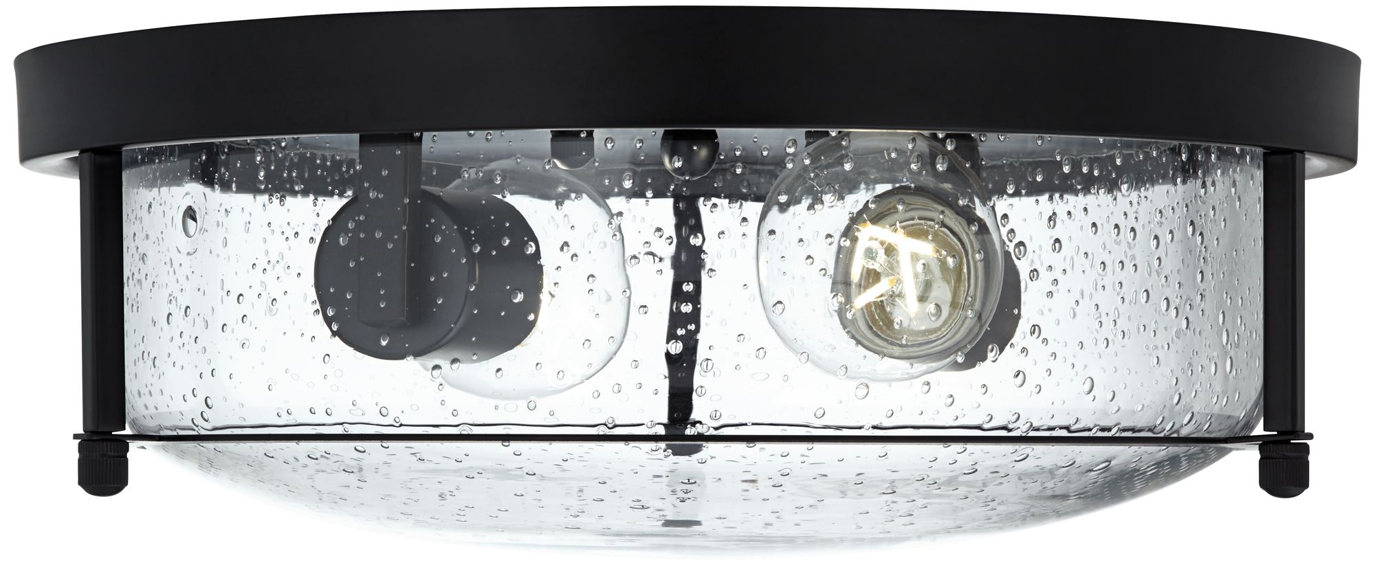 Image 4 Midnight 13"W Black and Seeded Glass 2-Light Ceiling Light more views