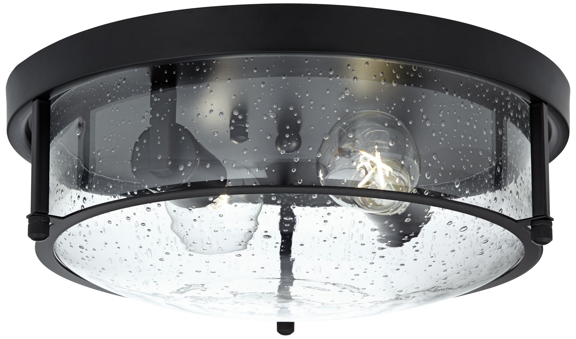 Image 5 Midnight 13"W Black and Seeded Glass 2-Light Ceiling Light more views