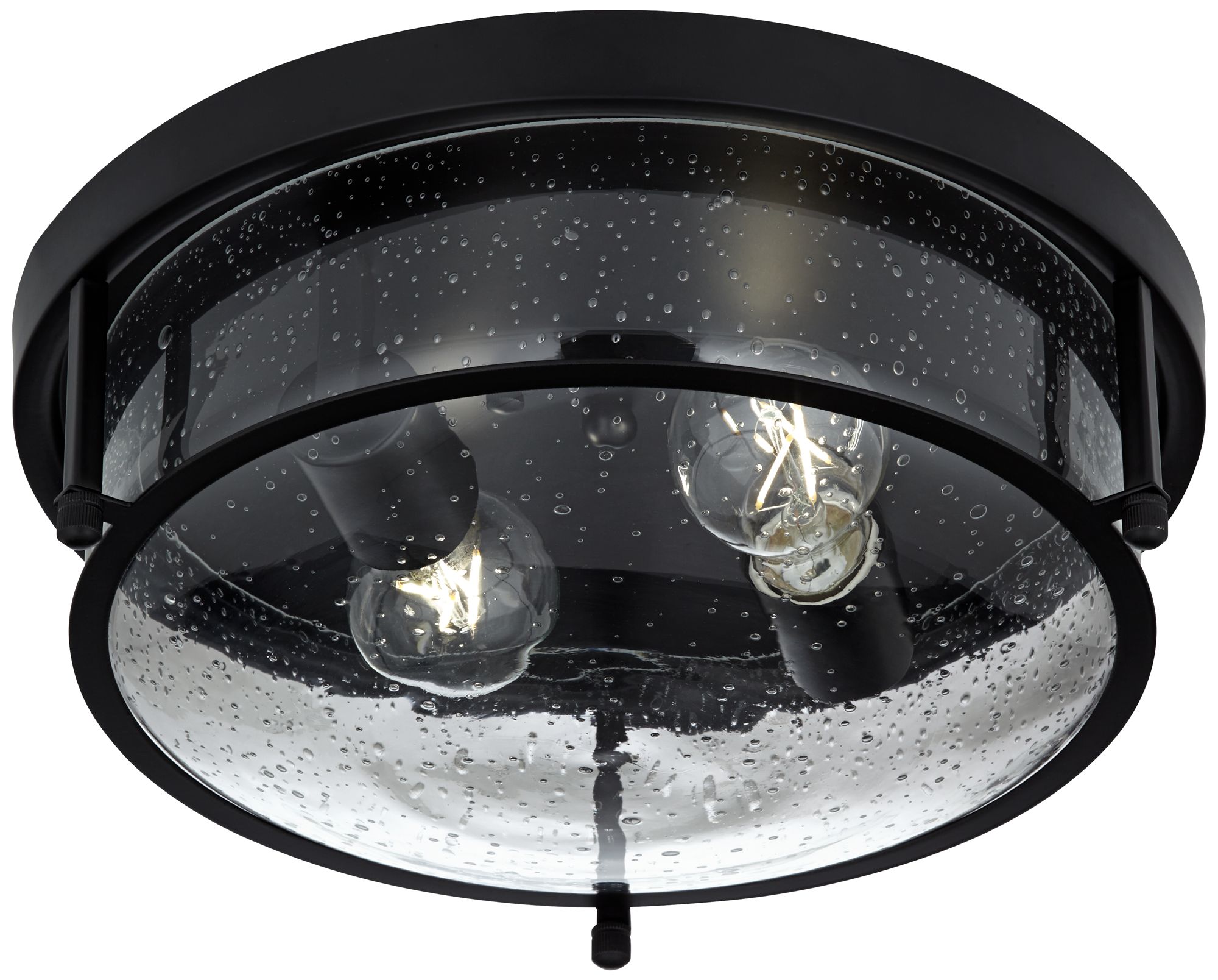 Image 6 Midnight 13"W Black and Seeded Glass 2-Light Ceiling Light more views