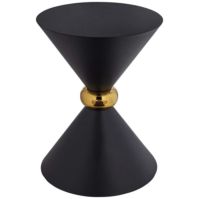 Image 2 Midnight 17 3/4" Wide Black and Gold Metal Hourglass Side Table