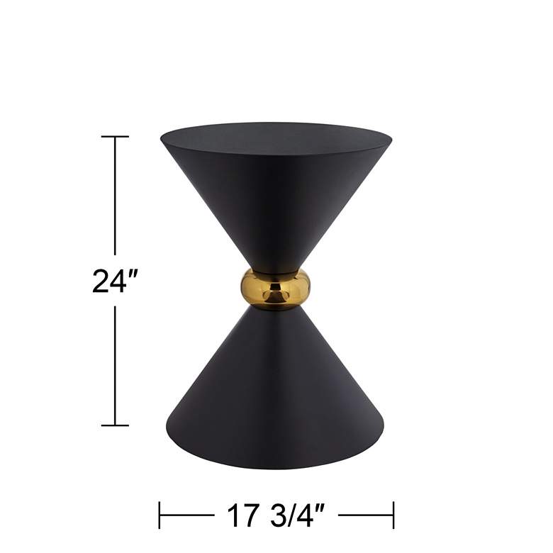 Image 6 Midnight 17 3/4" Wide Black and Gold Metal Hourglass Side Table more views