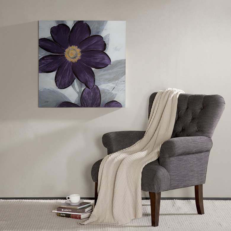 Image 1 Midnight Bloom Plum 30" Square Canvas Wall Art
