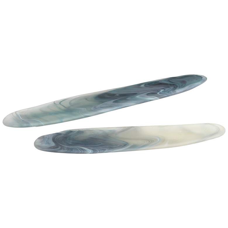 Image 1 Midnight Blue and Frosted Glass Decorative Trays Set of 2