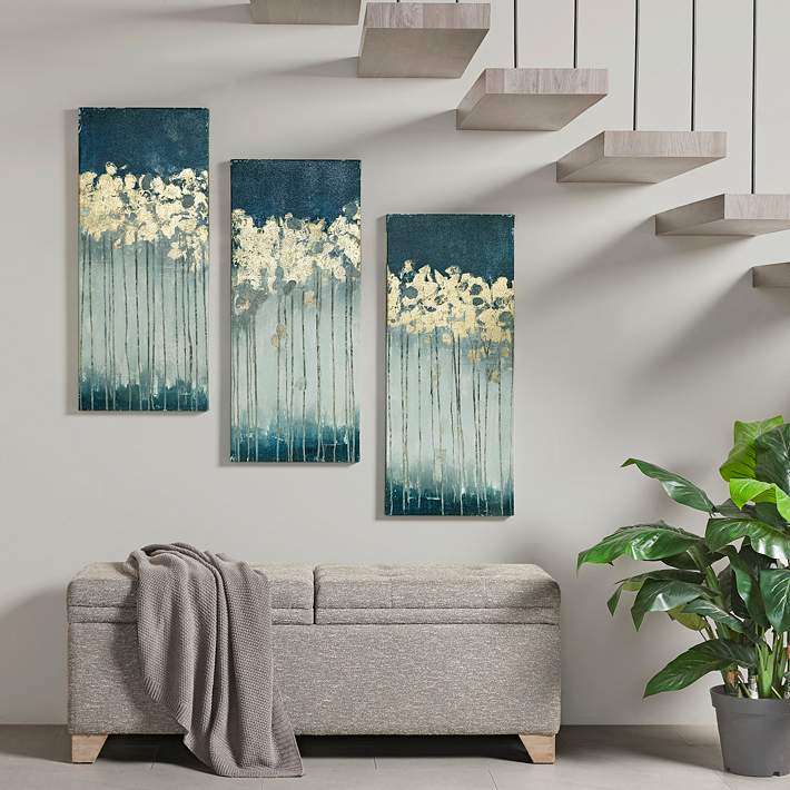wall26 - 3 Panel Canvas Wall Art - Majestic Natural Landscape Triptych  Canvas Series - River Forest - Giclee Print Gallery Wrap Modern Home Art  Ready