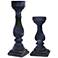 Midnight Frosted Glass 2-Piece Pillar Candle Holder Set