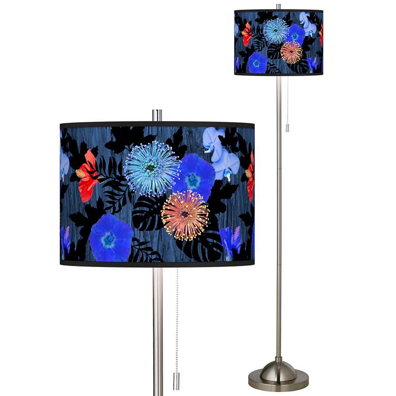 Image 1 Midnight Garden Brushed Nickel Pull Chain Floor Lamp