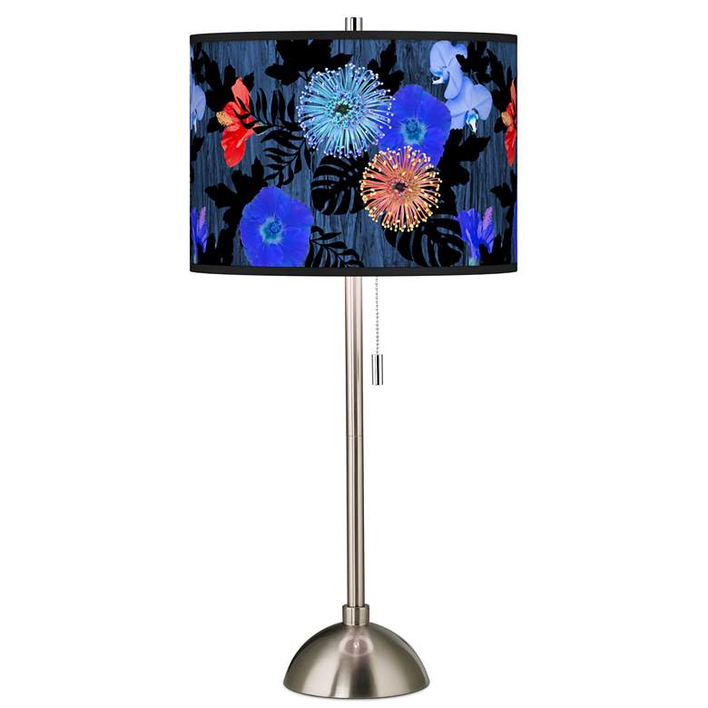 Image 1 Midnight Garden Giclee Brushed Nickel Table Lamp