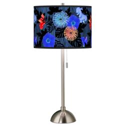 Midnight Garden Giclee Brushed Nickel Table Lamp