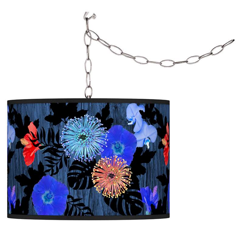 Image 1 Midnight Garden Giclee Glow Plug-In Swag Pendant