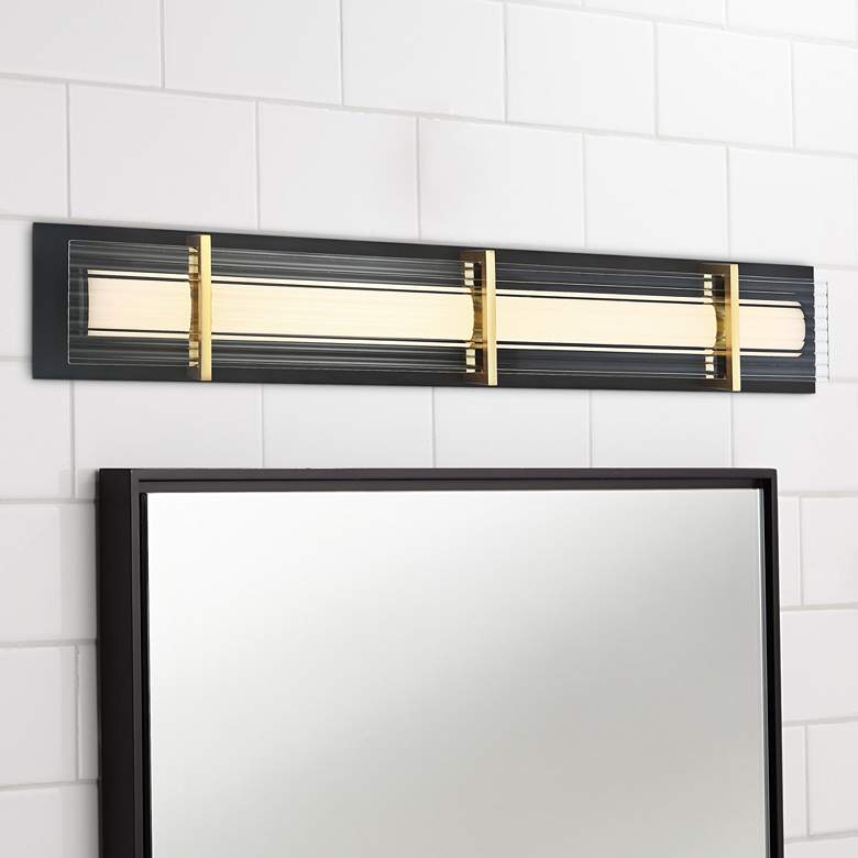 Image 1 Midnight Gold 27 1/2 inch Wide Black and Gold Modern LED Bath Light