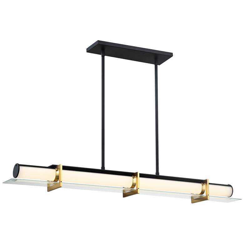 Image 2 Midnight Gold 40 inchW Sand Coal and Honey Gold LED Kitchen Island Light