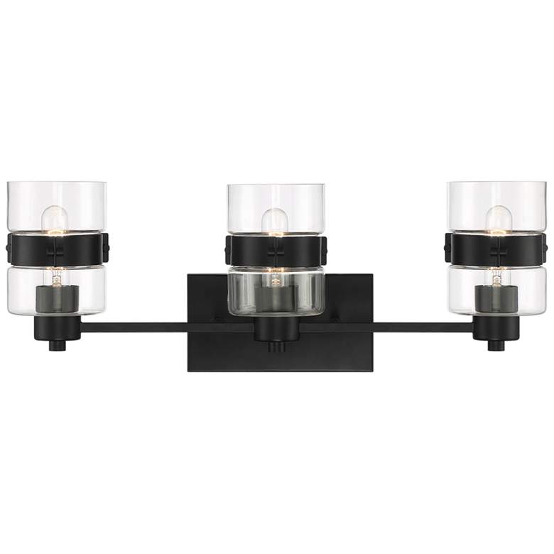 Image 2 Midnight LA 24 3/4 inch Wide Matte Black 3-Light Bath Light