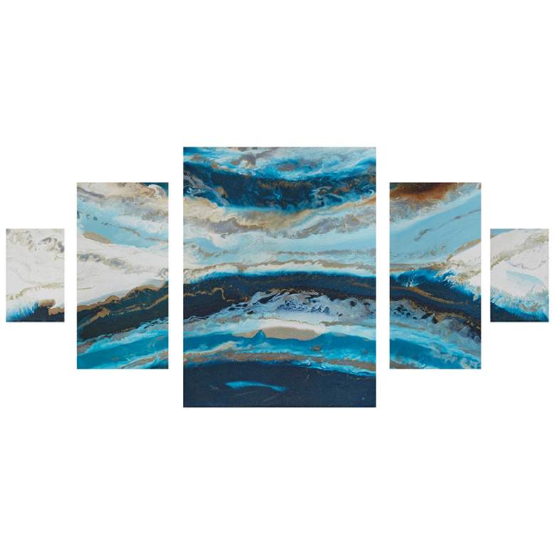 Midnight Tide Blue 39 inch High 5-Piece Gel Coat Wall Art Set