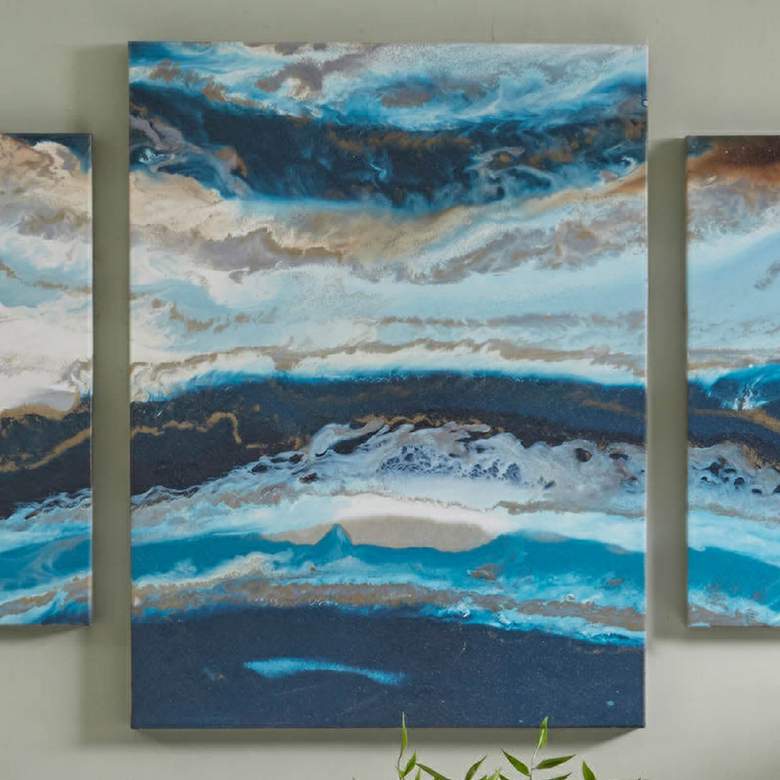Midnight Tide Blue 39 inch High 5-Piece Gel Coat Wall Art Set more views