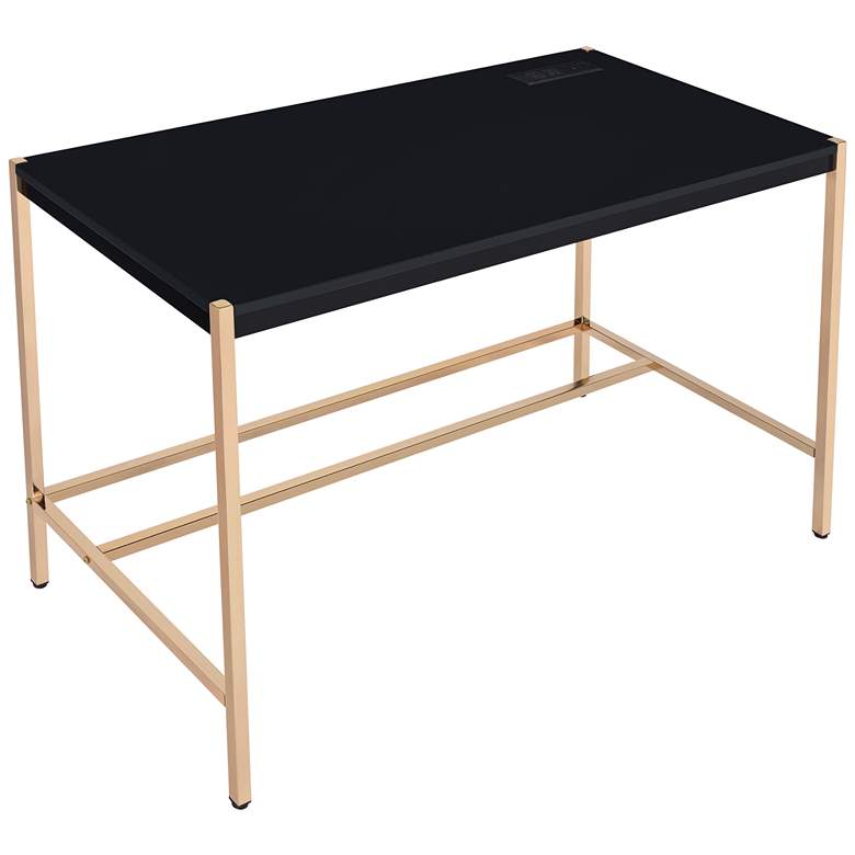 Image 1 Midriaks 42" Wide Black and Gold Writing Desk