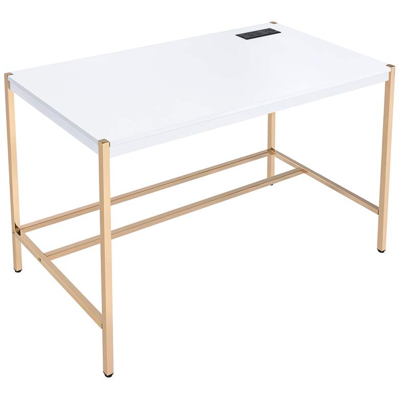 Image 1 Midriaks 42" Wide White and Gold Writing Desk