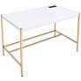 Midriaks 42" Wide White and Gold Writing Desk
