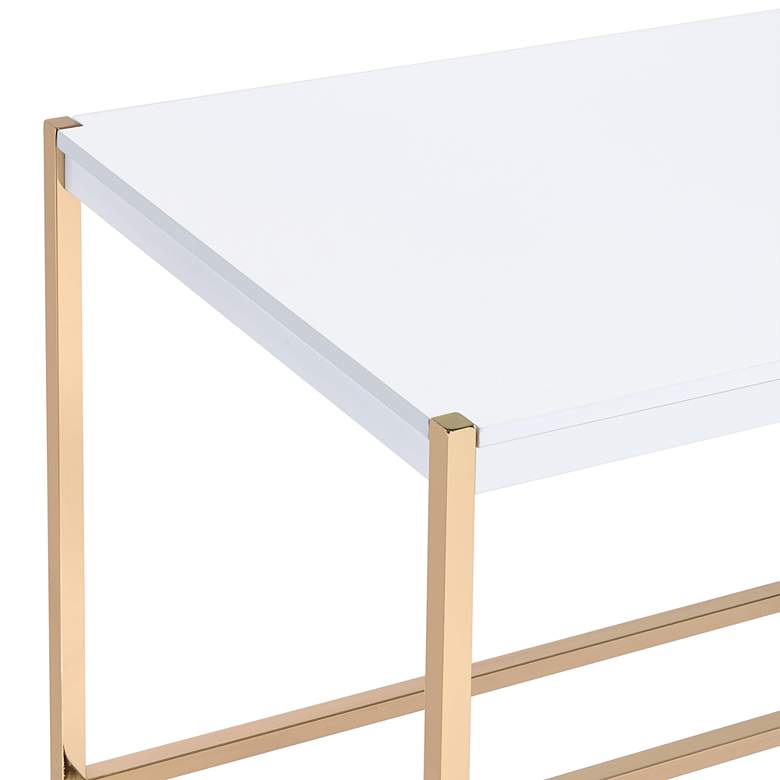 Image 2 Midriaks 42" Wide White and Gold Writing Desk more views
