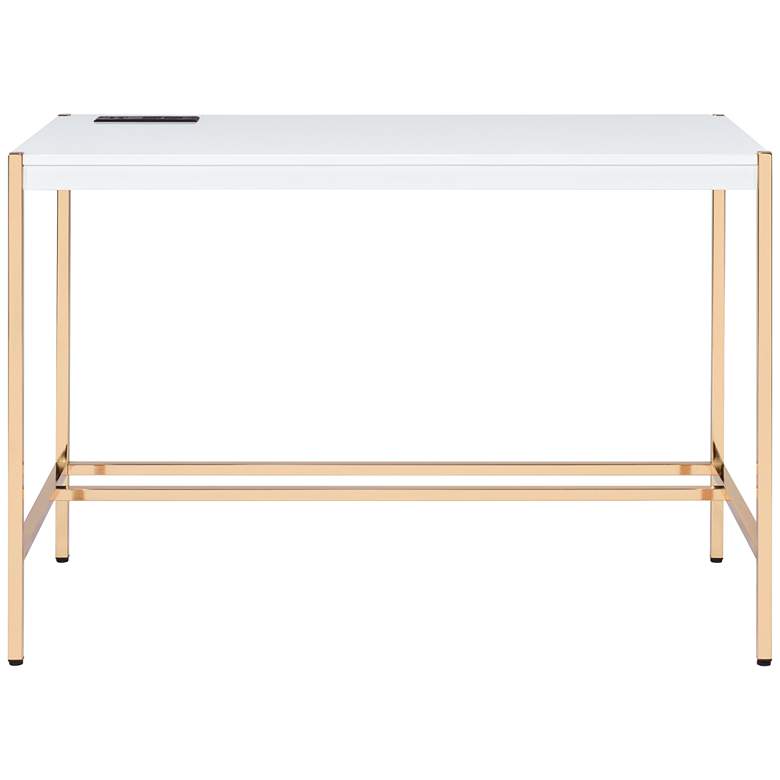 Image 6 Midriaks 42" Wide White and Gold Writing Desk more views