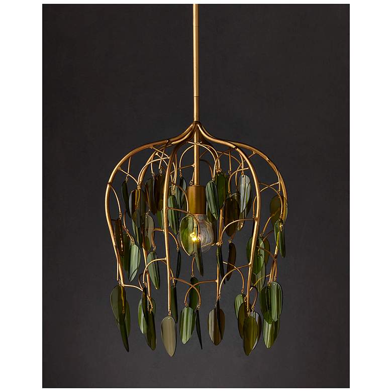 Image 5 Midsummer 16" Wide Brass and Green Pendant Light more views