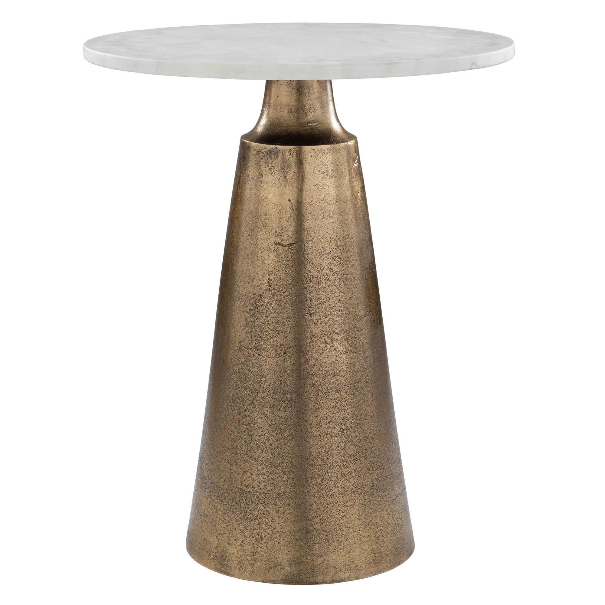Image 3 Midsummer 20" Wide Travertine and Antique Brass Accent Table more views