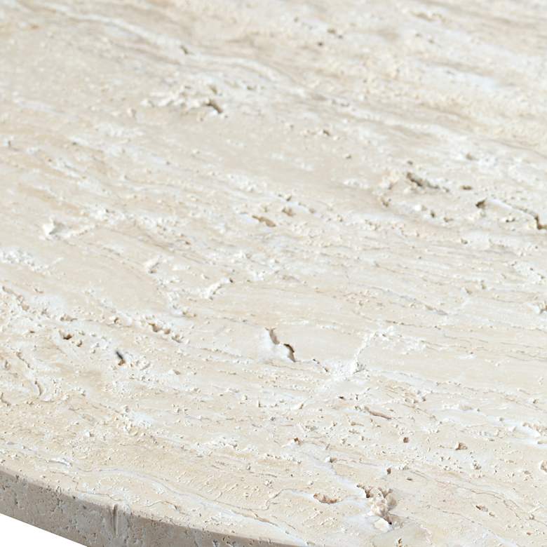 Image 4 Midsummer 20" Wide Travertine and Antique Brass Accent Table more views