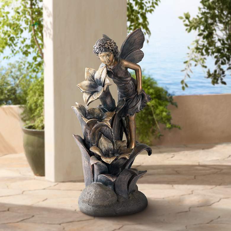Image 1 Midsummer 26 inch High Bronze Finish Garden Fairy Fountain