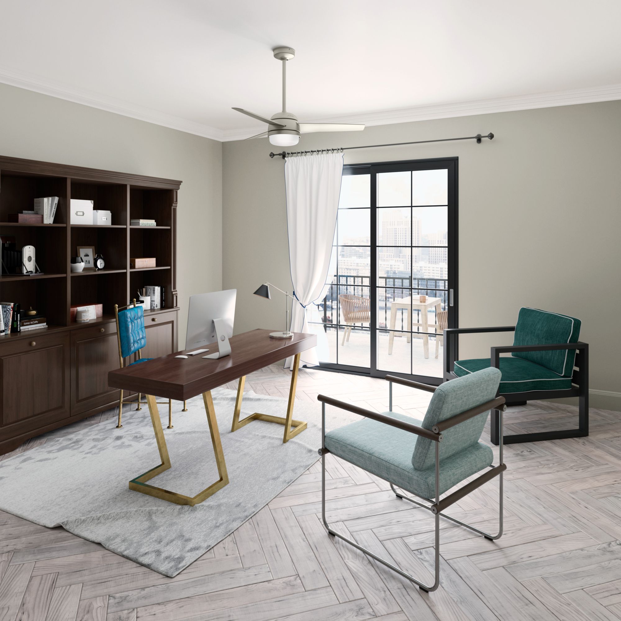 Image 3 Midtown 48 in Indoor Matte Nickel LED Ceiling Fan with Remote more views