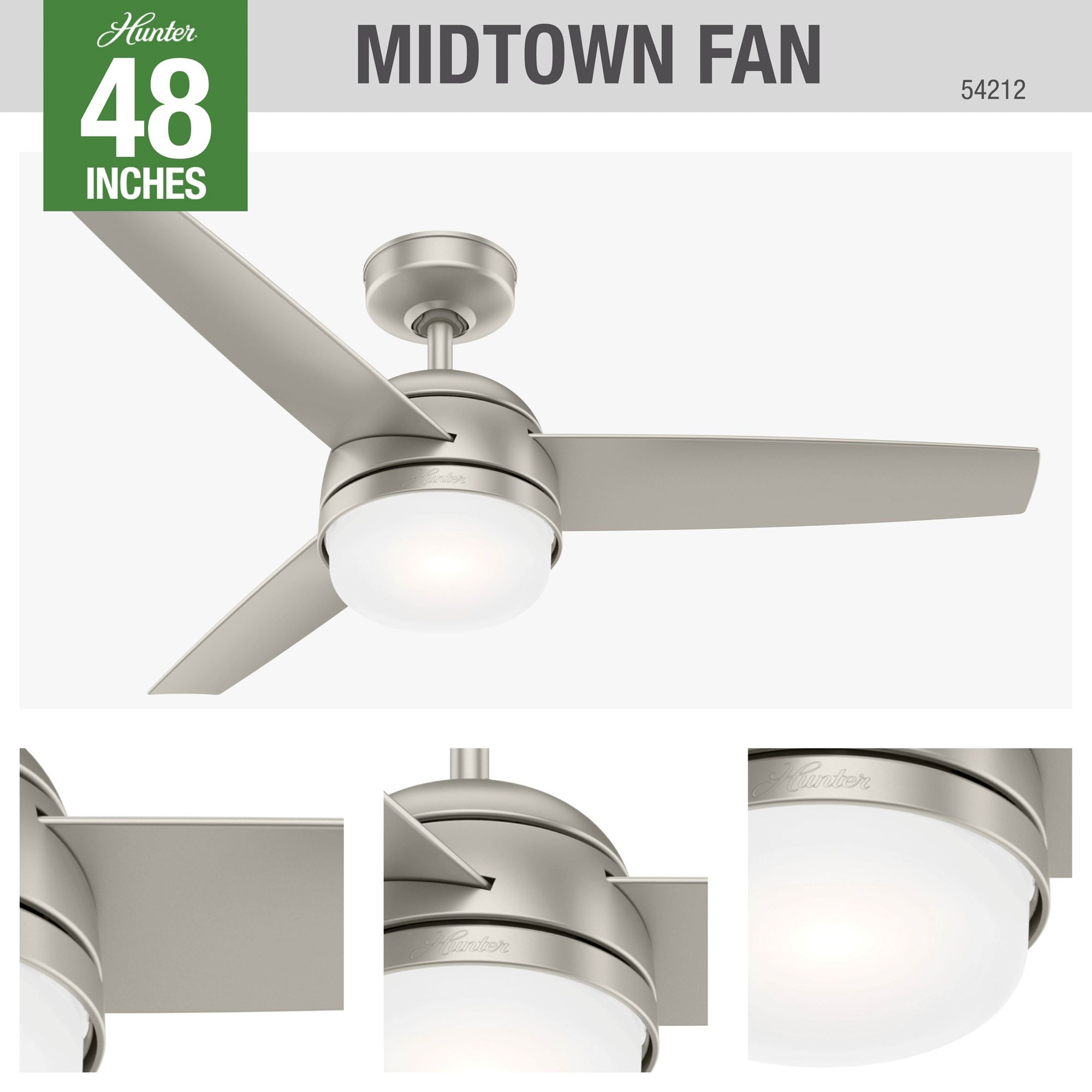 Image 4 Midtown 48 in Indoor Matte Nickel LED Ceiling Fan with Remote more views