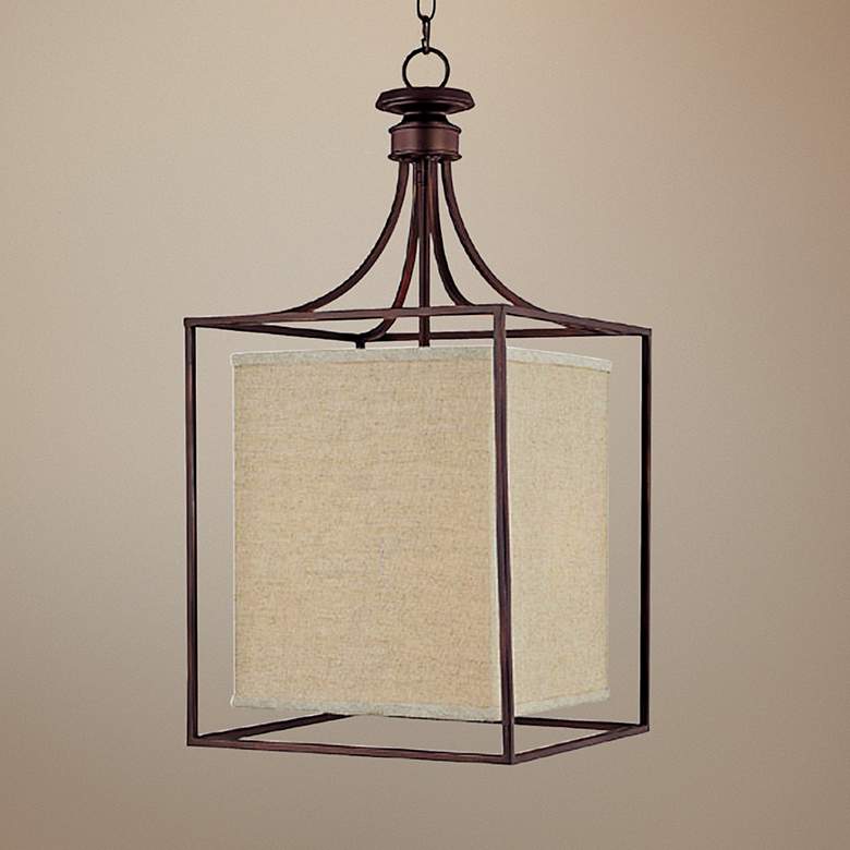 Image 1 Midtown Collection Burnished Bronze Square Foyer Chandelier