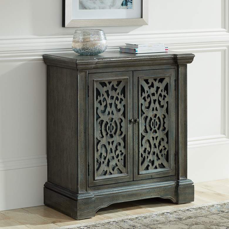 Image 1 Midvale 32" Wide Textured Gray-Blue 2-Door Cabinet