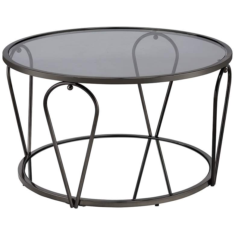 Image 2 Miffa 31 1/4" Wide Black Nickel and Gray Glass Coffee Table