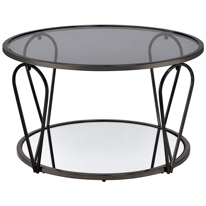 Image 3 Miffa 31 1/4" Wide Black Nickel and Gray Glass Coffee Table more views