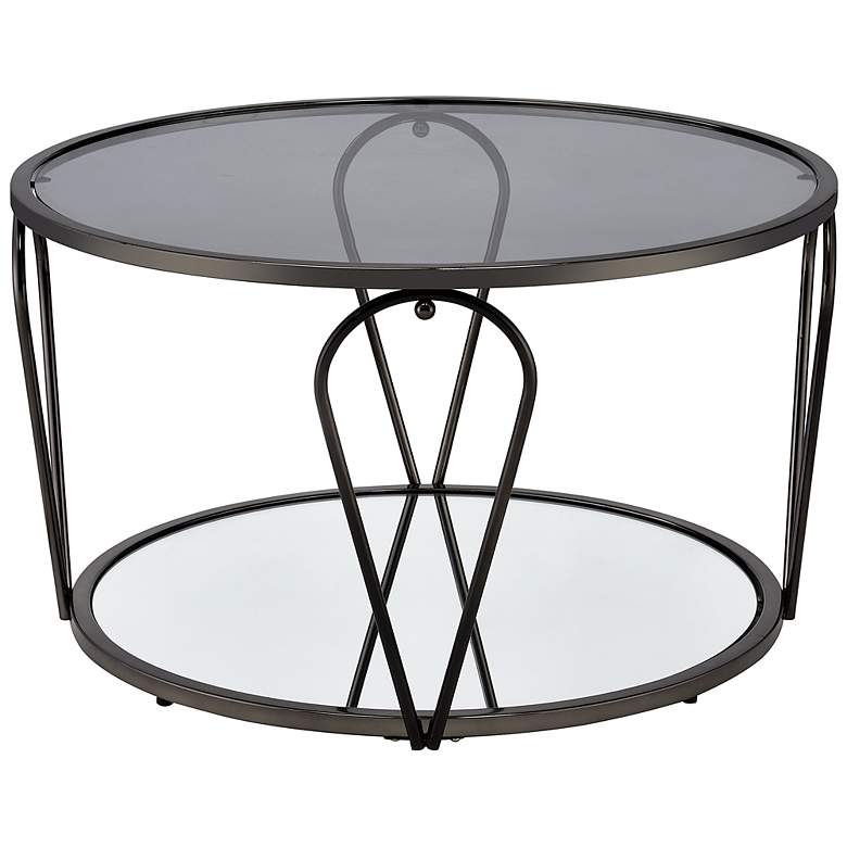 Image 4 Miffa 31 1/4" Wide Black Nickel and Gray Glass Coffee Table more views