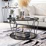 5_Miffa 31 1/4" Wide Black Nickel and Gray Glass Coffee Table more views