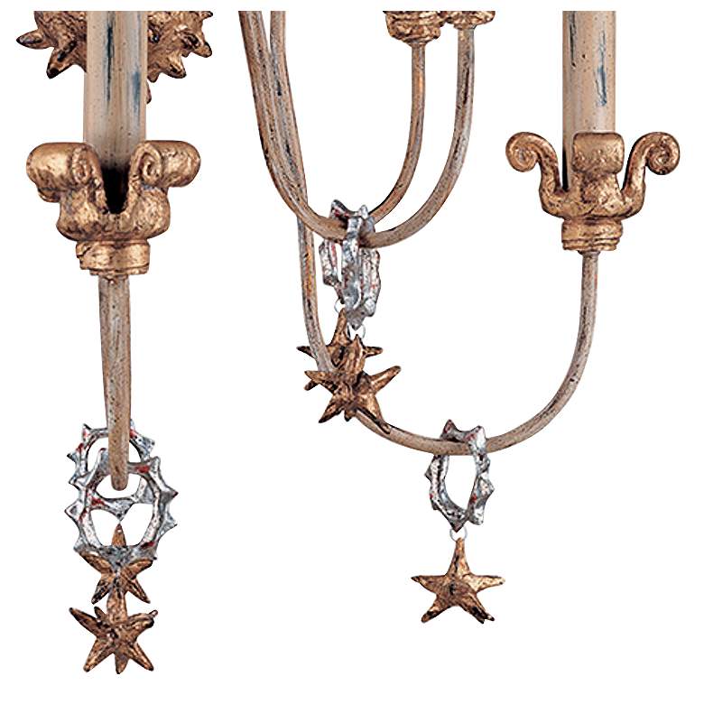 Image 2 Mignon 25" Wide Distressed Ivory and Gold 8-Light Chandelier more views