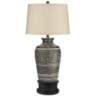 Miguel Earth Tone Jar Table Lamp With Black Round Riser