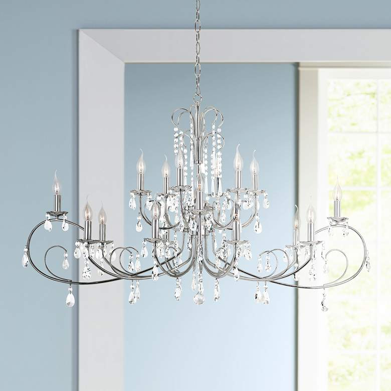 Image 1 Miika 50" Wide Polished Chrome 18-Light Chandelier