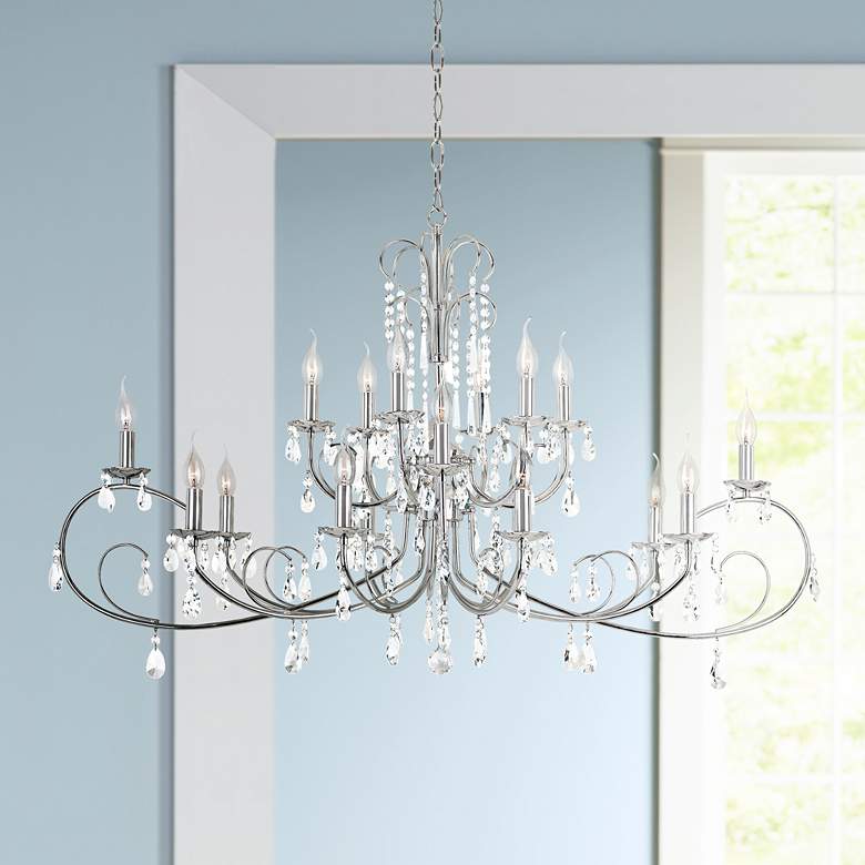 Image 1 Miika 50 inch Wide Polished Chrome 18-Light Chandelier