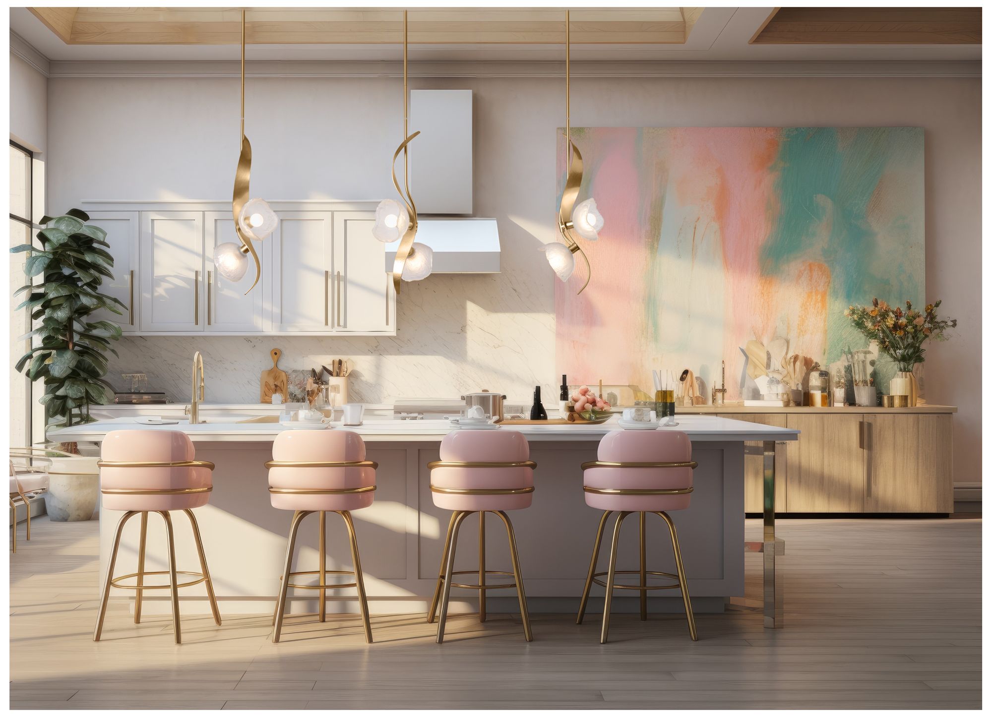 Image 2 Mika 10" Wide 2-Light Modern Brass Kitchen Pendant - Made to Order more views