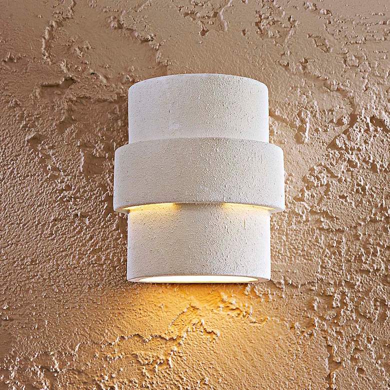 Image 1 Mika Lavery Dark Sky 10" High White Ceramic Pocket Wall Sconce